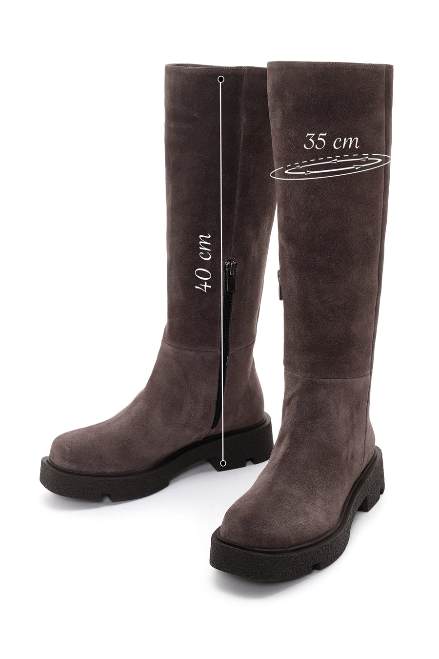 Women's Mink Thick Soled Zippered Suede Leather Casual Boots