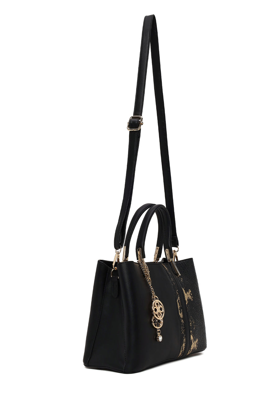 Woman Black Printed Long-Strap Shoulder Bag