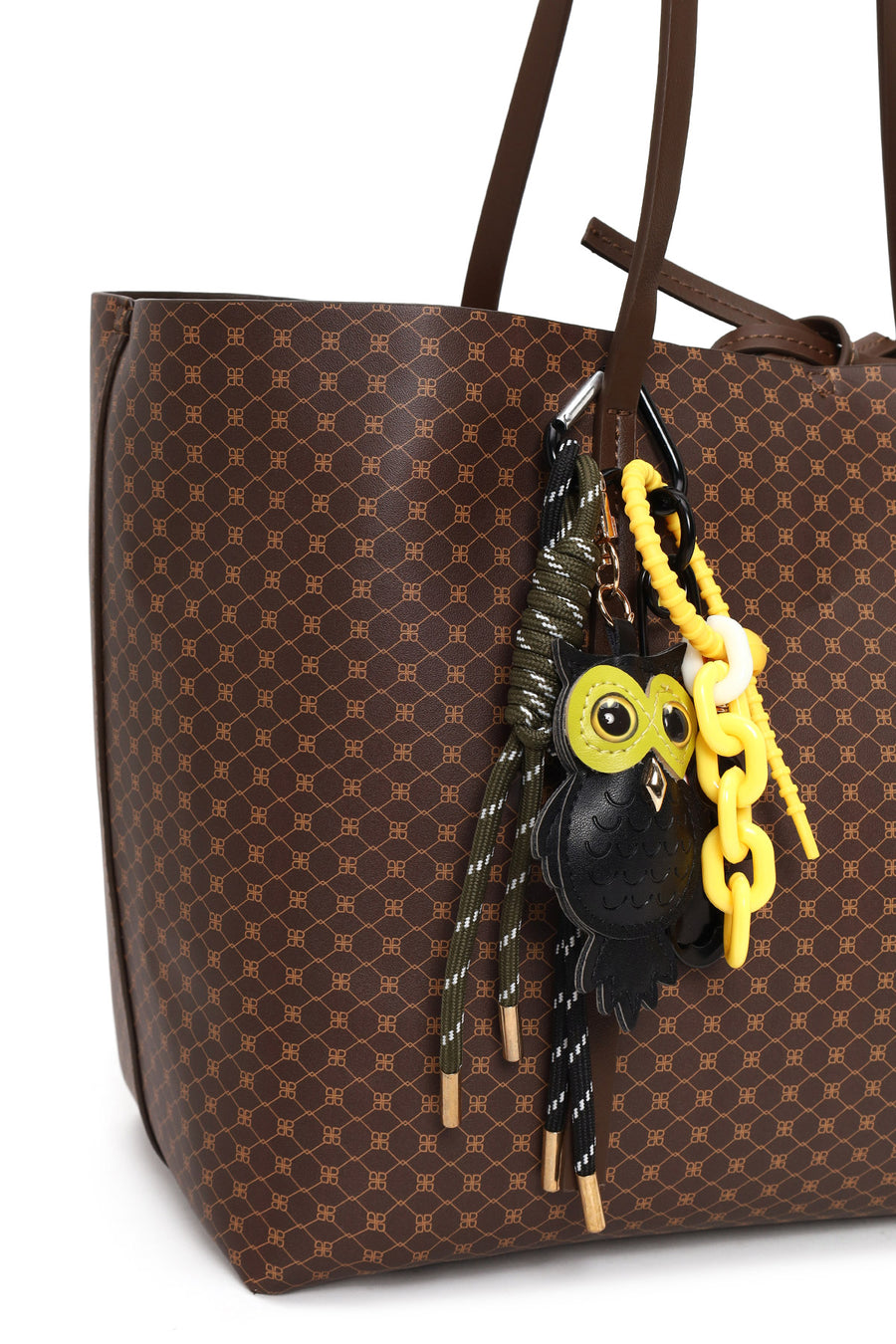 Woman Brown Accessory-Detail Printed Shoulder Bag