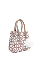 Women's Beige Long Strap Fabric Monogram Patterned Shoulder Bag | Derimod