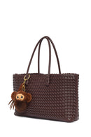 Women's Brown Braided Charm Shoulder Bag | Derimod