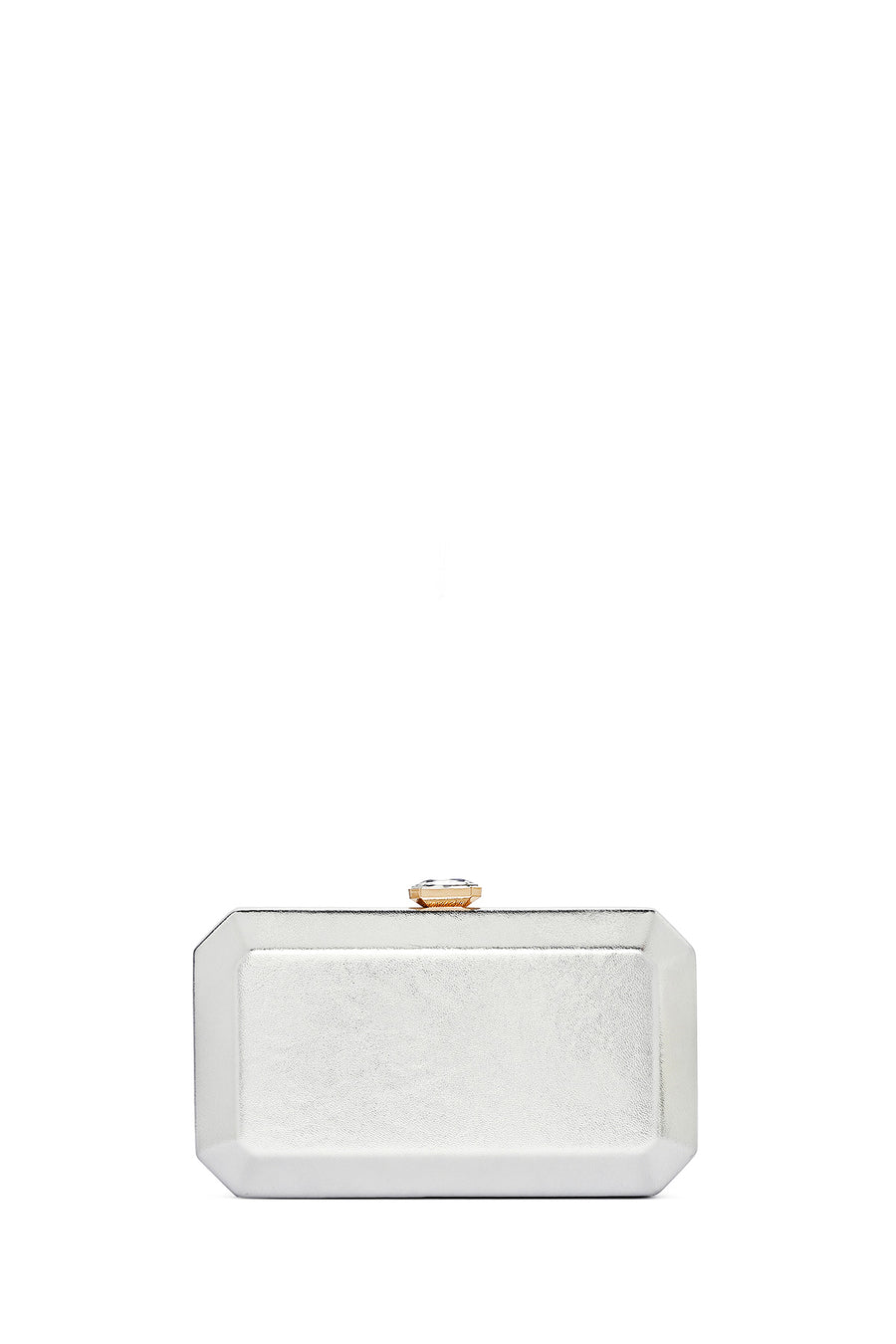Women's Silver Long Chain Strap Stone Metallic Mini Evening Box Bag