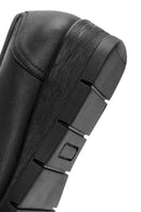 Women's Black Wedge Heel Leather Comfort Loafer | Derimod