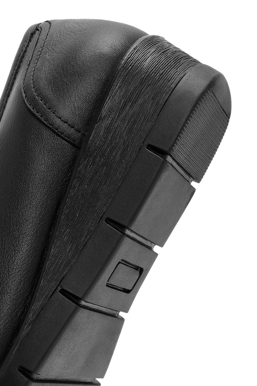 Women's Black Wedge Heel Leather Comfort Loafer