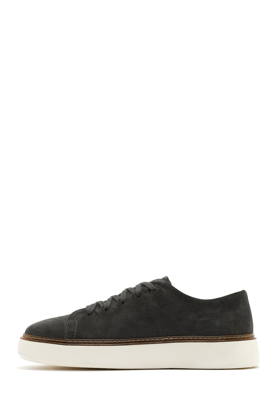 Men's Green Lace-Up Thick-Sole Suede Leather Sneakers