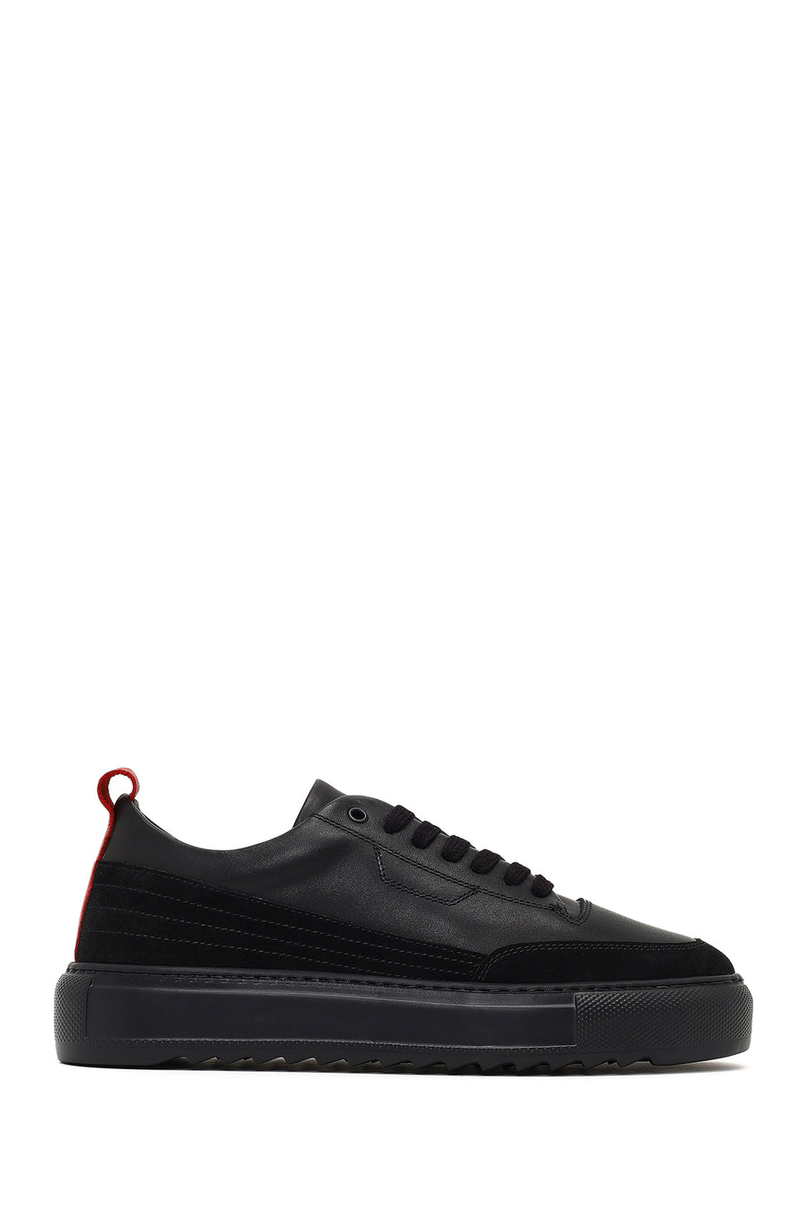 Men's Black Lace-Up Thick-Soled Leather Sneaker 24WFD633418 | Derimod