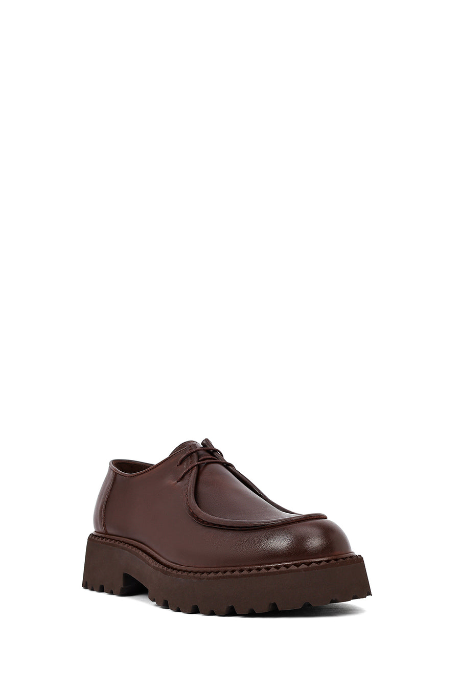 Male Brown Lace-Up Thick-Soled Leather Casual Shoe