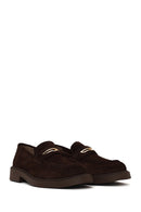 Woman Brown Buckled Thick-Soled Suede Loafer | Derimod