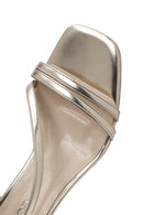 Women's Gold Ankle Buckle Low Heel Metallic Sandals | Derimod