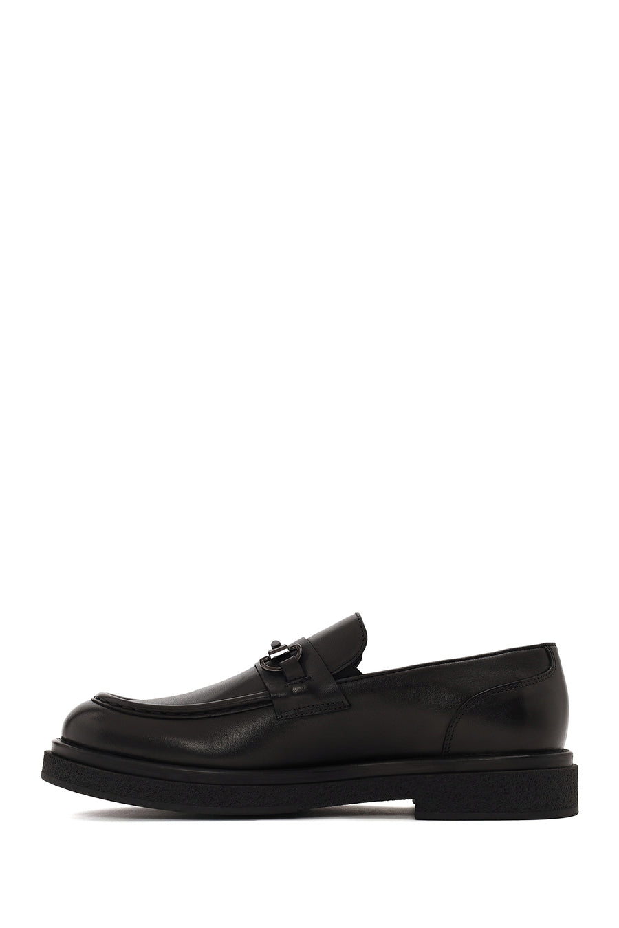 Erkek Siyah Tokalı Deri Casual Loafer