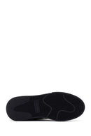 Women's Black Thick Sole Furry Leather Sneaker | Derimod