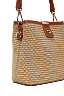 Women's Beige Long Strap Straw Crossbody Bag | Derimod