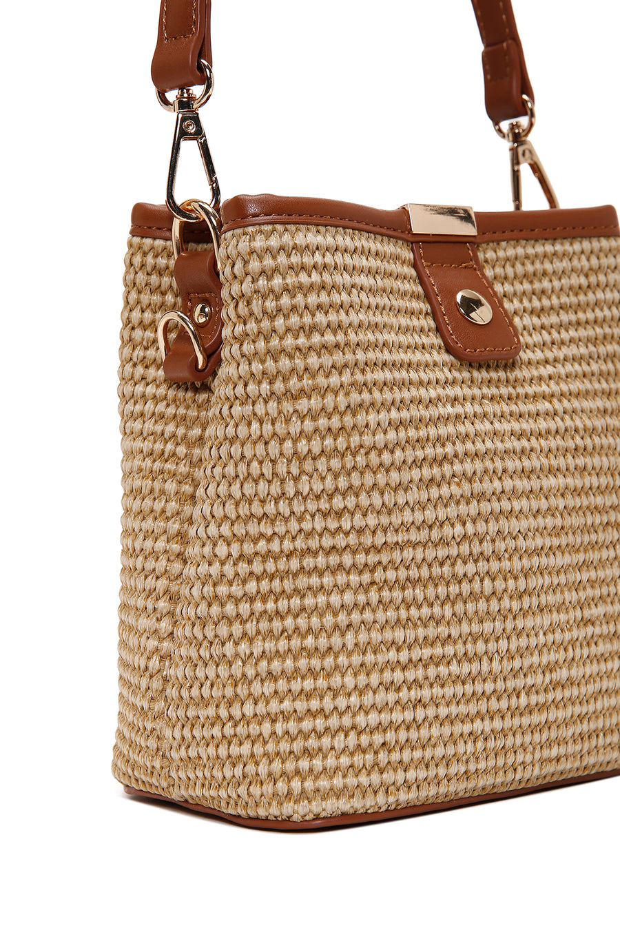 Women's Beige Long Strap Straw Crossbody Bag