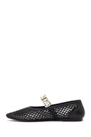 Women's Black Jelly Ballet Flats with Rhinestones | Derimod