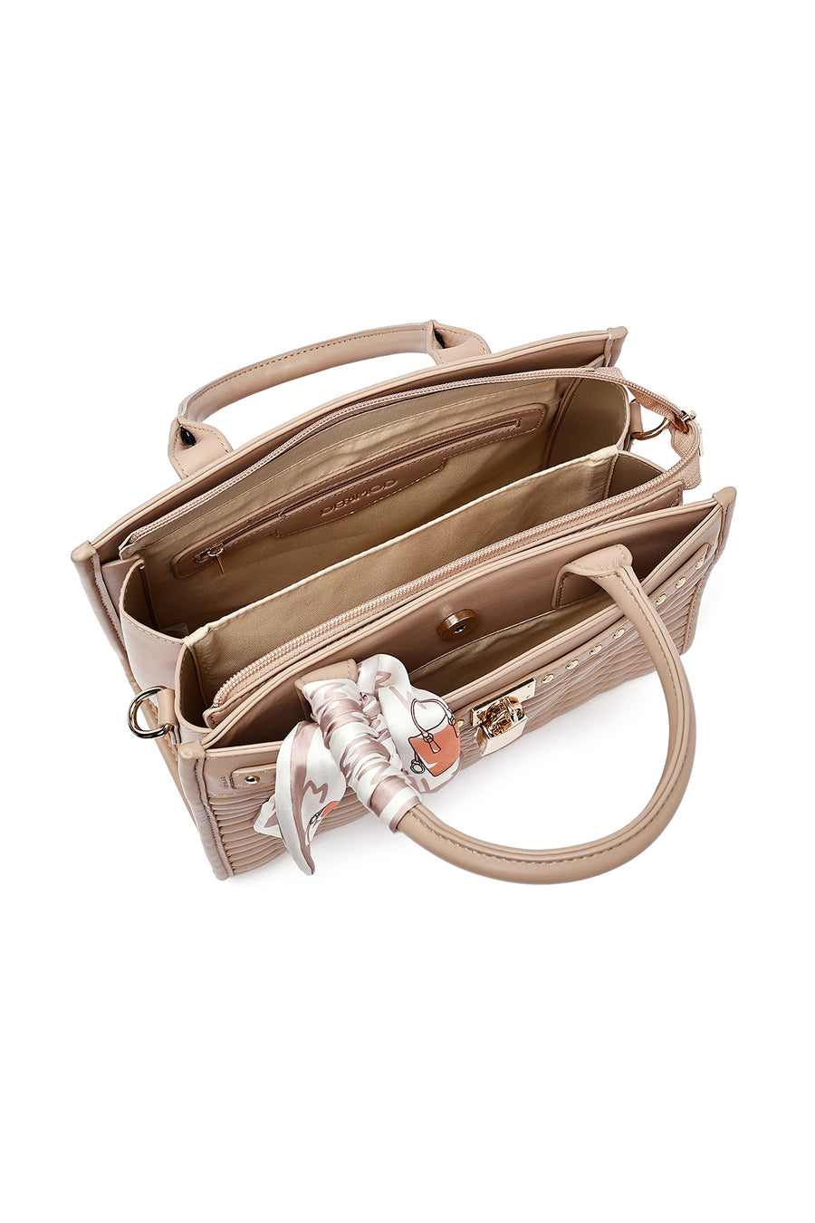 Women's Cream Long Strap Quilted Handbag