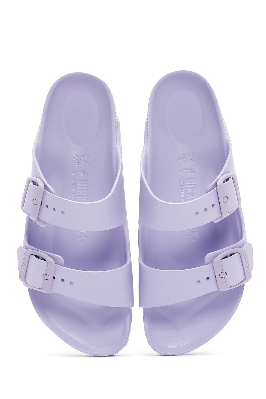 Birkenstock Kadın Mor Deri Çift Tokalı Arizona Eva Düz Terlik