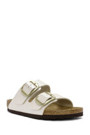 Birkenstock Kadın Beyaz Arizona Big Buckle Bf Graceful Çift Bantlı Metalik Terlik | Derimod