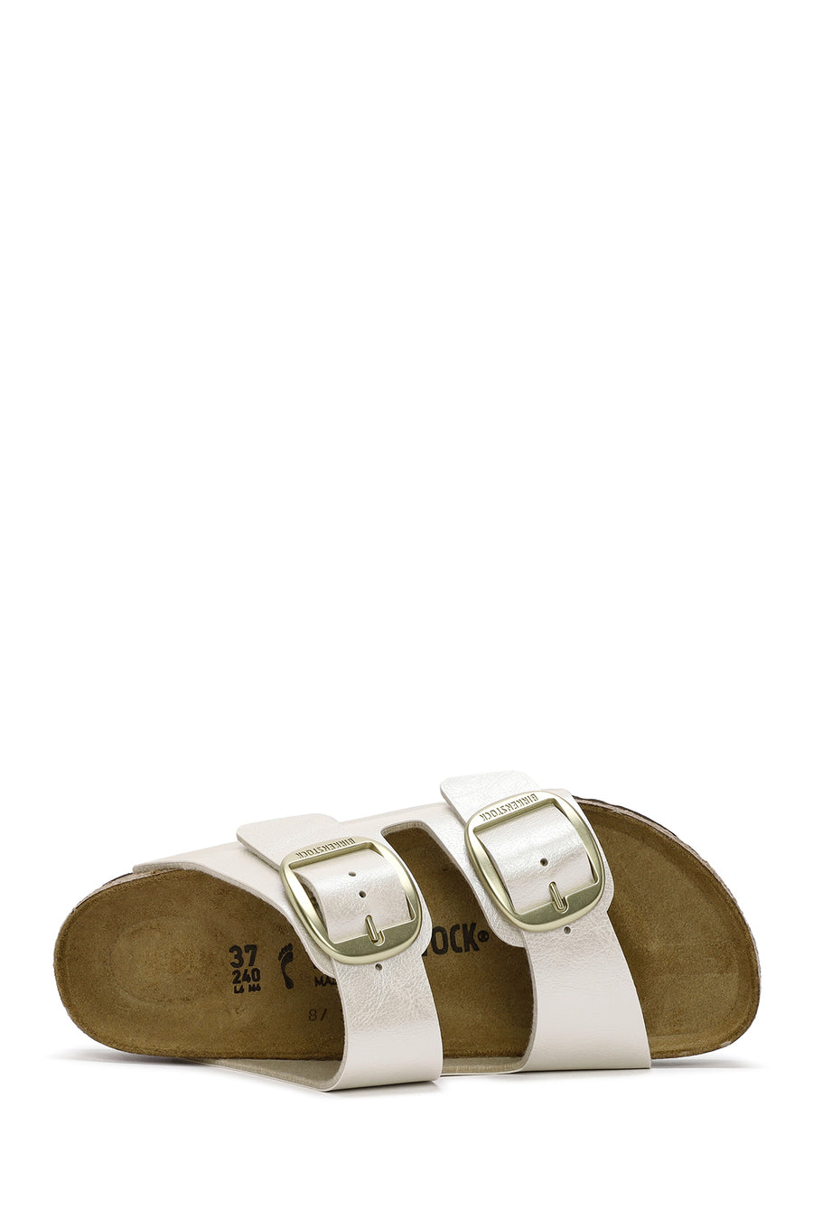 Birkenstock Kadın Beyaz Arizona Big Buckle Bf Graceful Çift Bantlı Metalik Terlik