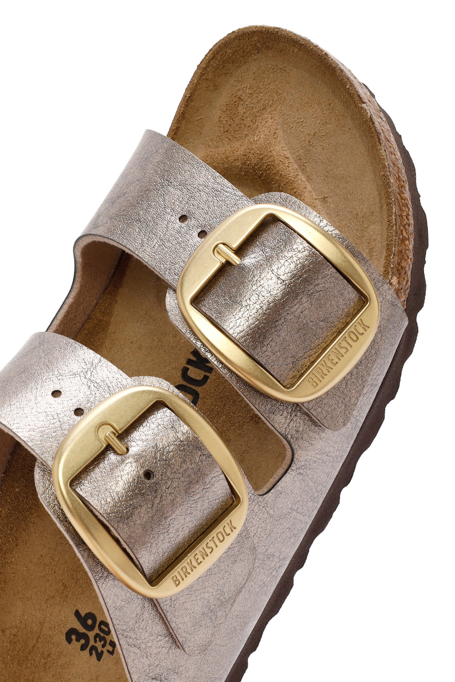 Birkenstock Women's Mink Arizona Bf Double Buckle Metallic Slippers