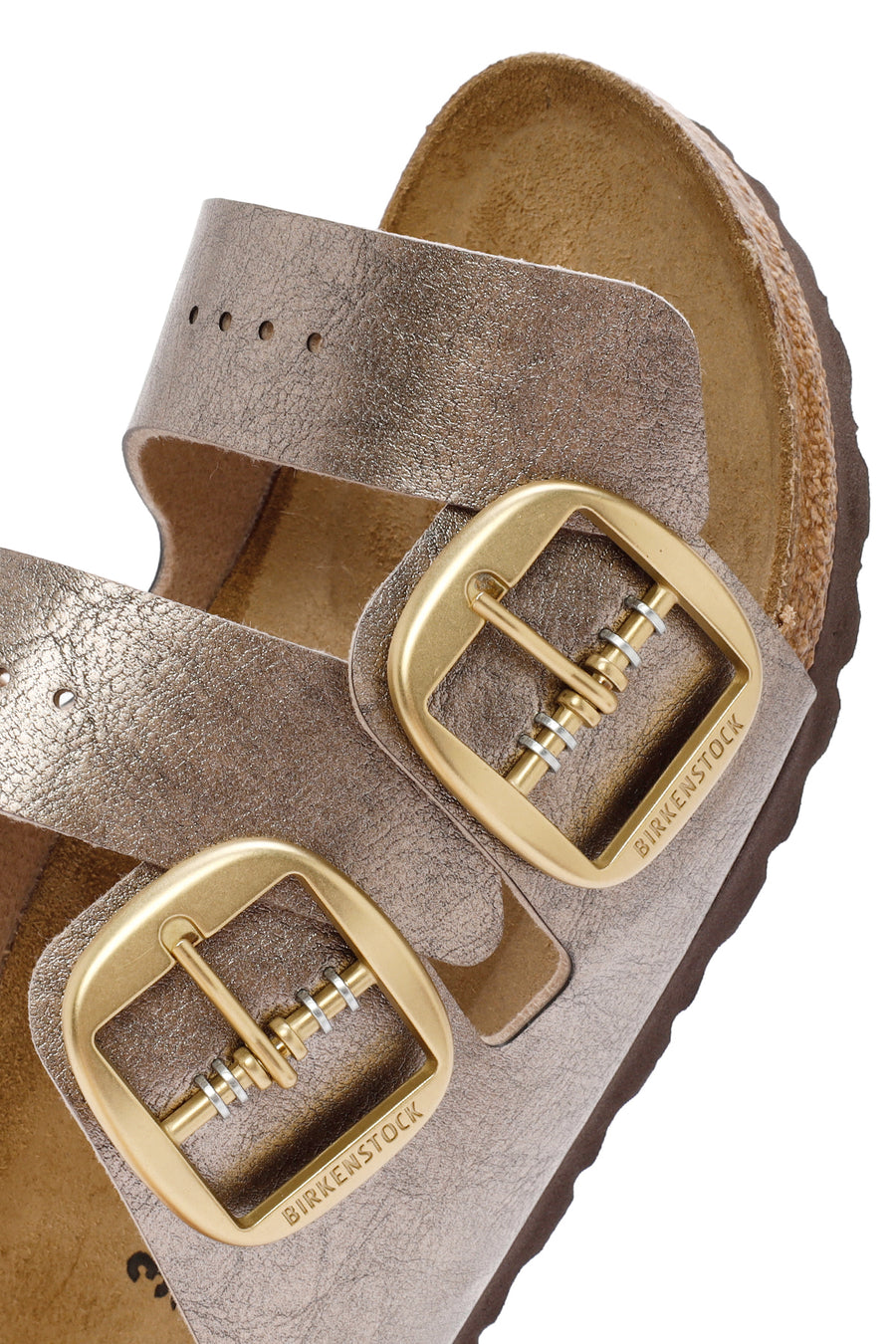 Birkenstock Women's Mink Arizona Bf Double Buckle Metallic Slippers