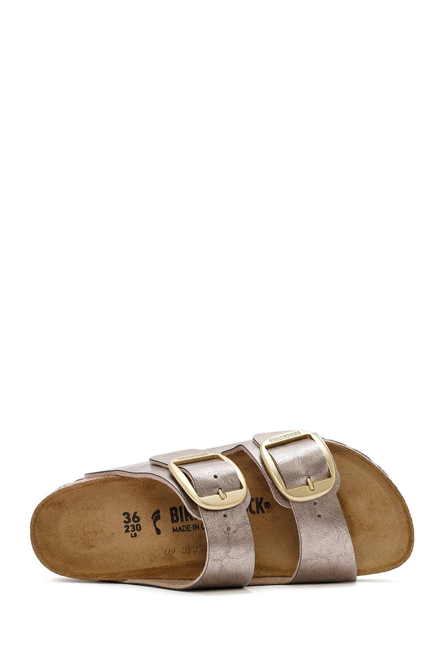 Birkenstock Women's Mink Arizona Bf Double Buckle Metallic Slippers