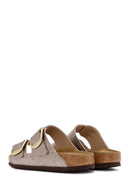 Birkenstock Women's Mink Arizona Bf Double Buckle Metallic Slippers | Derimod