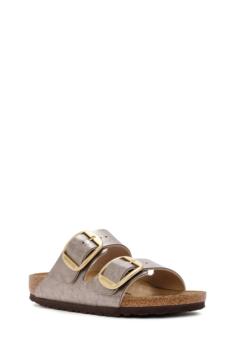 Birkenstock Women's Mink Arizona Bf Double Buckle Metallic Slippers
