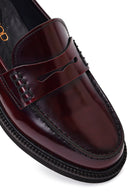 Women's Burgundy Leather Masculine Loafer | Derimod