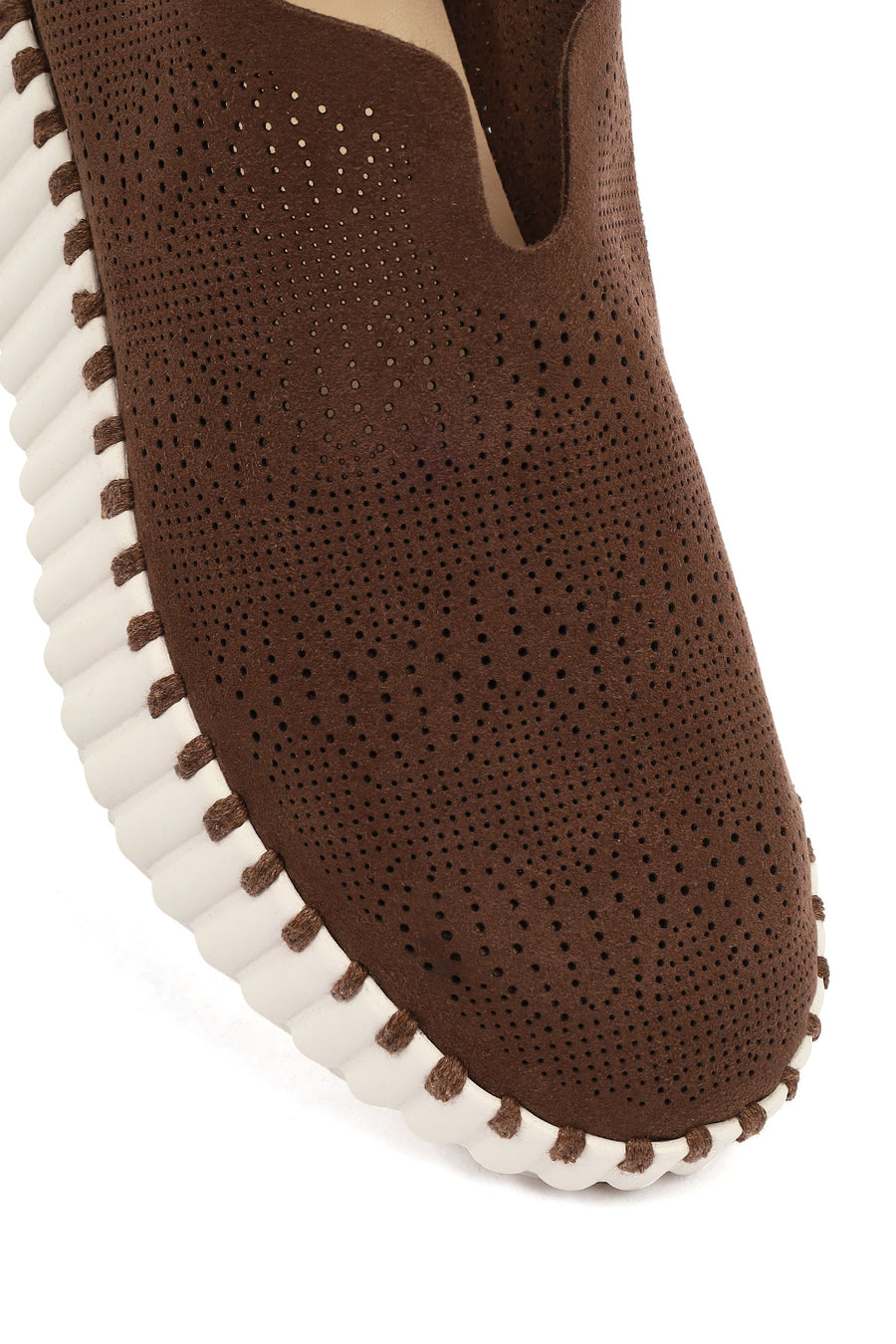 Woman Brown Thick-Soled Patterned Suede Comfort Shoe