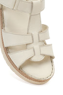 Women's Cream Thick-Soled Leather Comfort Sandals | Derimod
