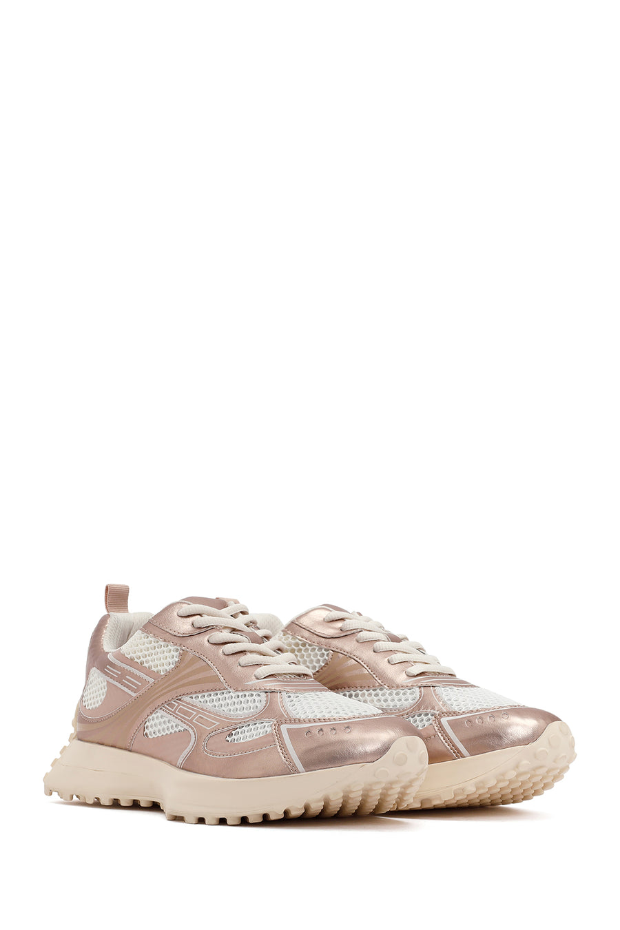 Women's Pink Lace-Up Thick-Soled Sneaker