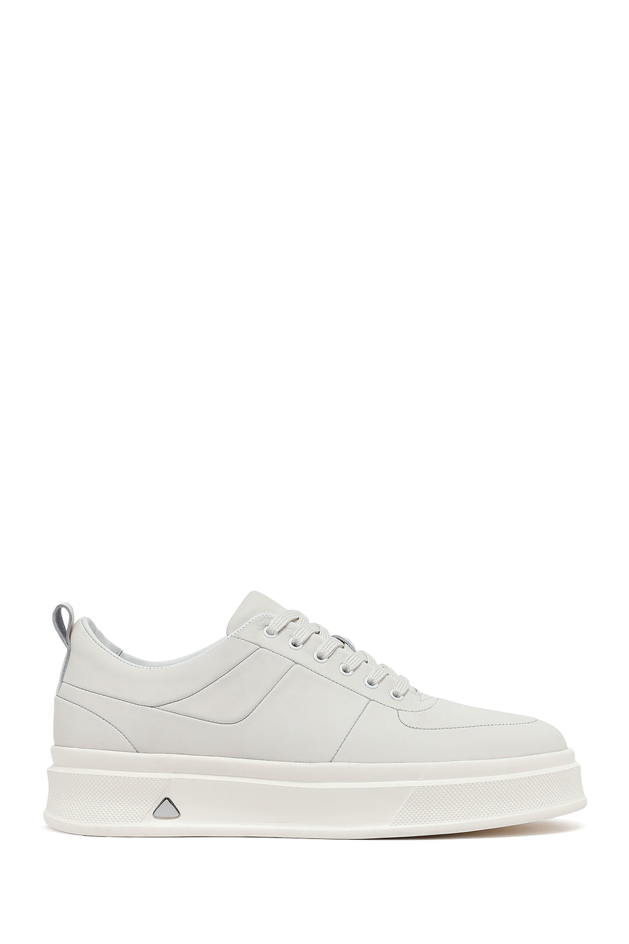 Men's White Lace-Up Thick-Soled Leather Sneakers 25WFD612318 | Derimod