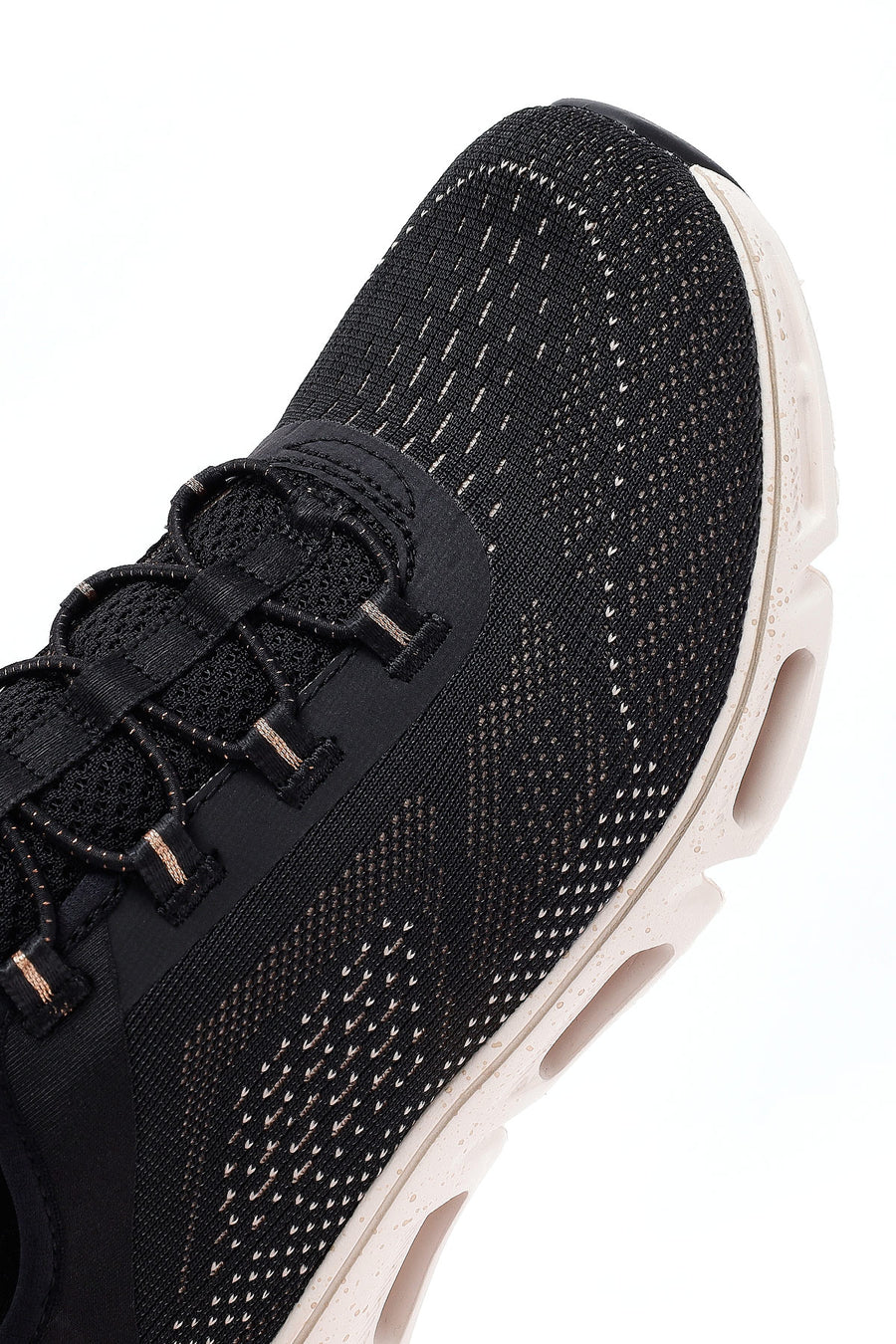 Skechers Women Black Glide Lace-Up Thick Sole Fabric Sneaker