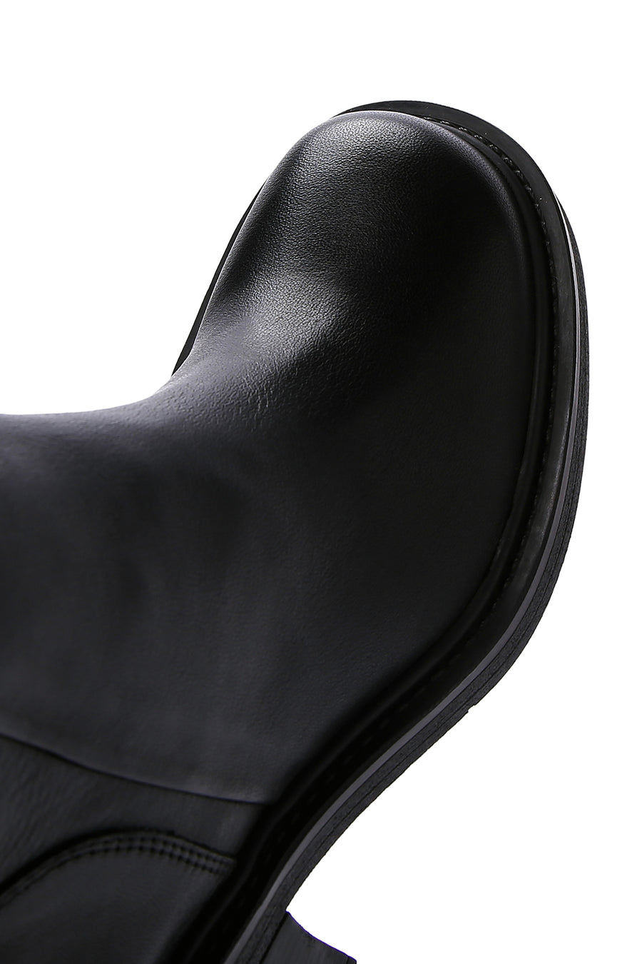 Women's Black Leather Zippered Heeled Boots