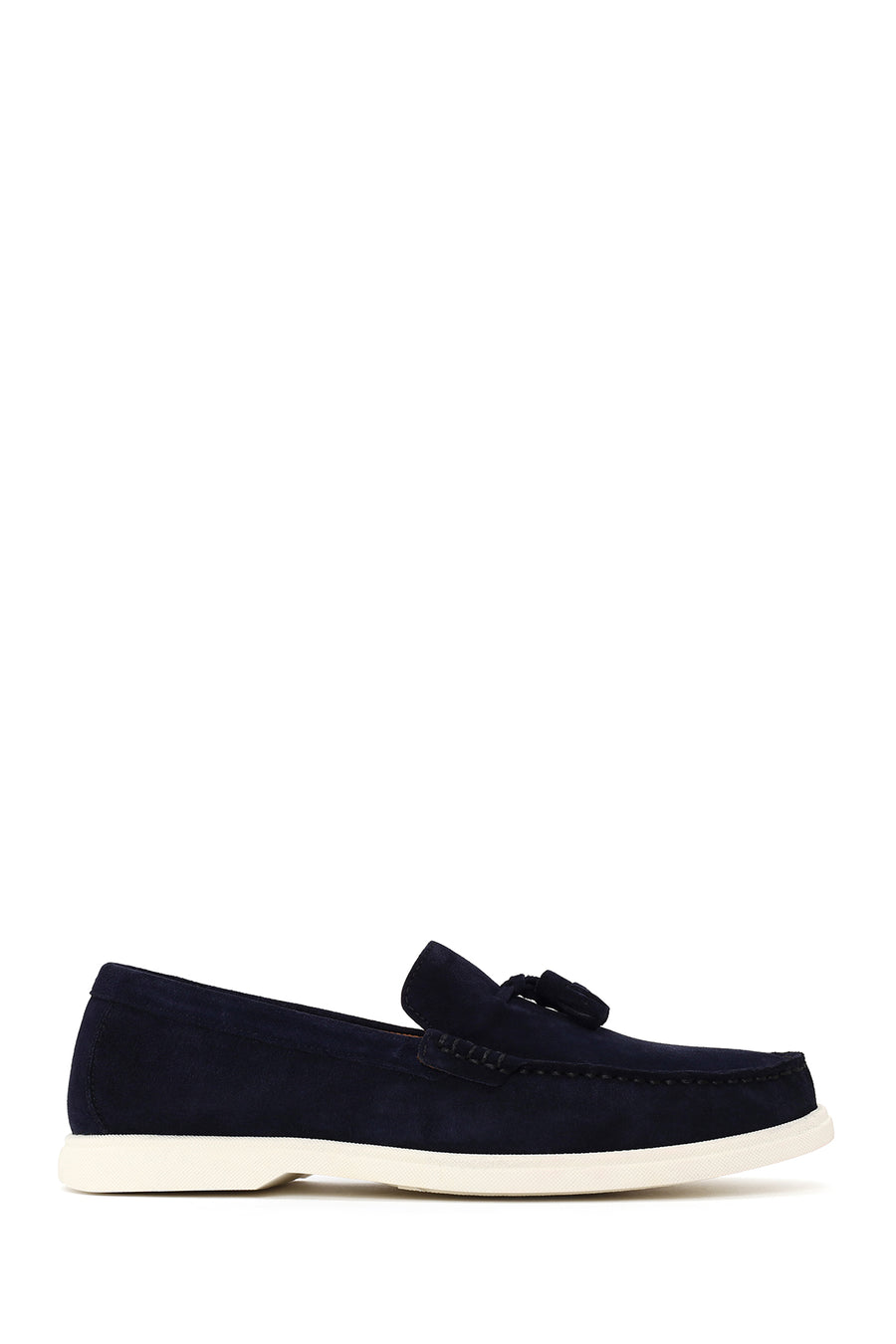 Erkek Lacivert Püsküllü Süet Deri Casual Loafer 26SFD633510 | Derimod