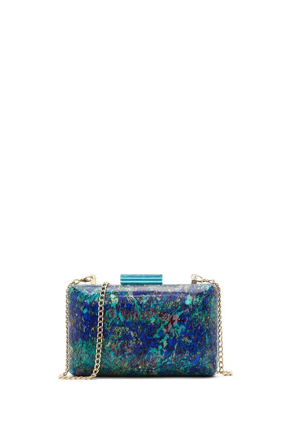 Women's Green Long Chain Strap Patterned Mini Clutch Evening Bag 25SBD2967PV | Derimod