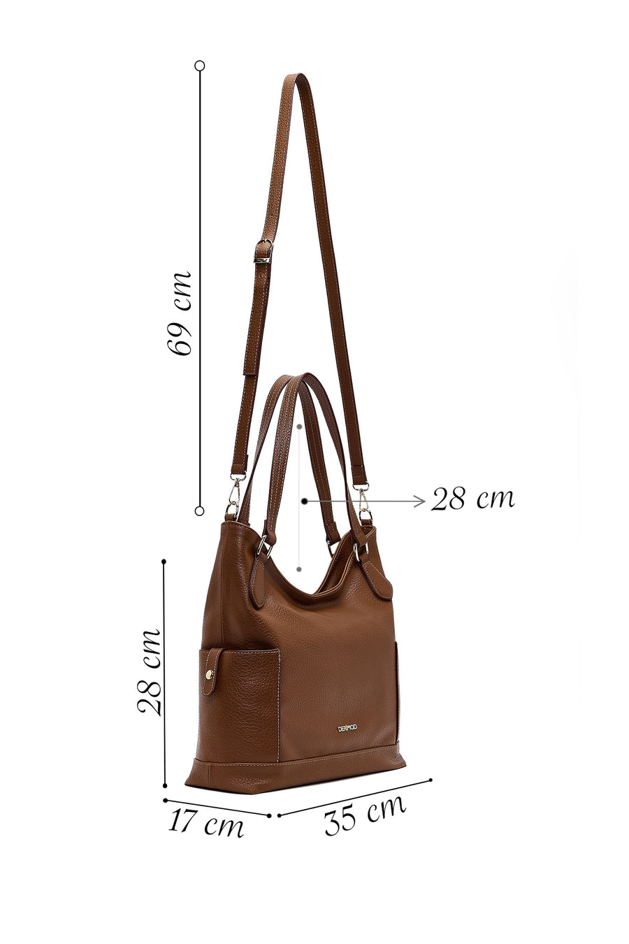Woman Brown Long-Strap Shoulder Bag