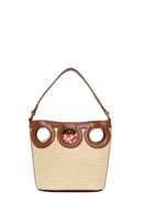 Woman Beige Long-Strap Wicker Shoulder Bag | Derimod