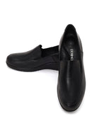 Woman Black Short Wedge-Heel Leather Comfort Shoes | Derimod