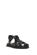 Women's Black Strappy Leather Sandals | Derimod