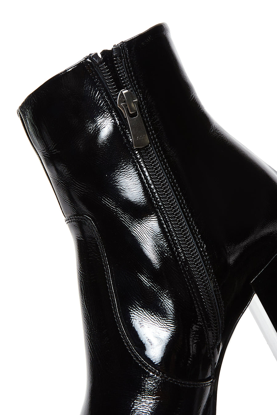Women's Black Patent Leather Heeled Boots