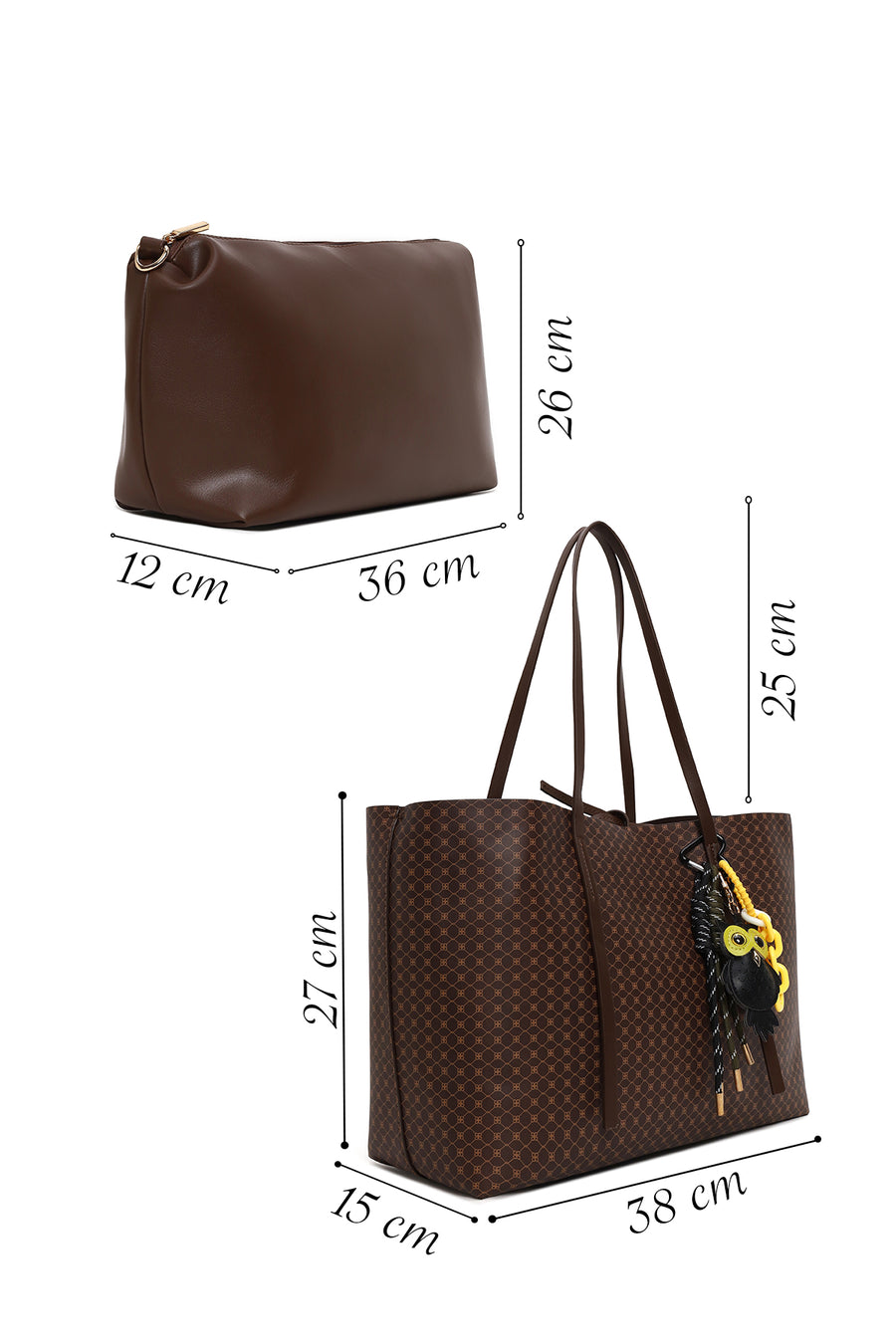 Woman Brown Accessory-Detail Printed Shoulder Bag