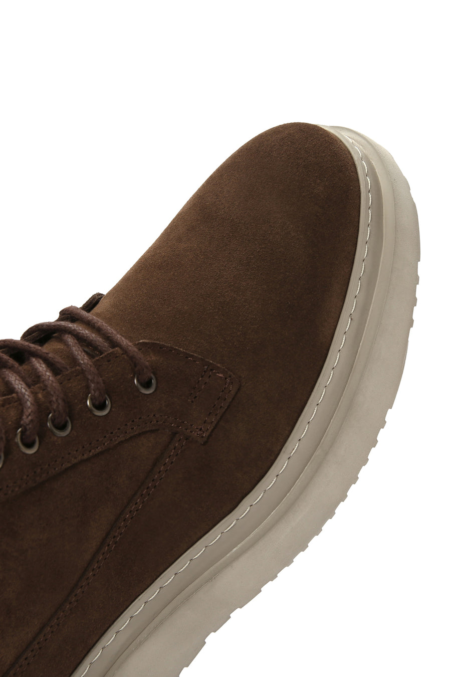 Men's Brown Thick Soled Laced Suede Leather Boots