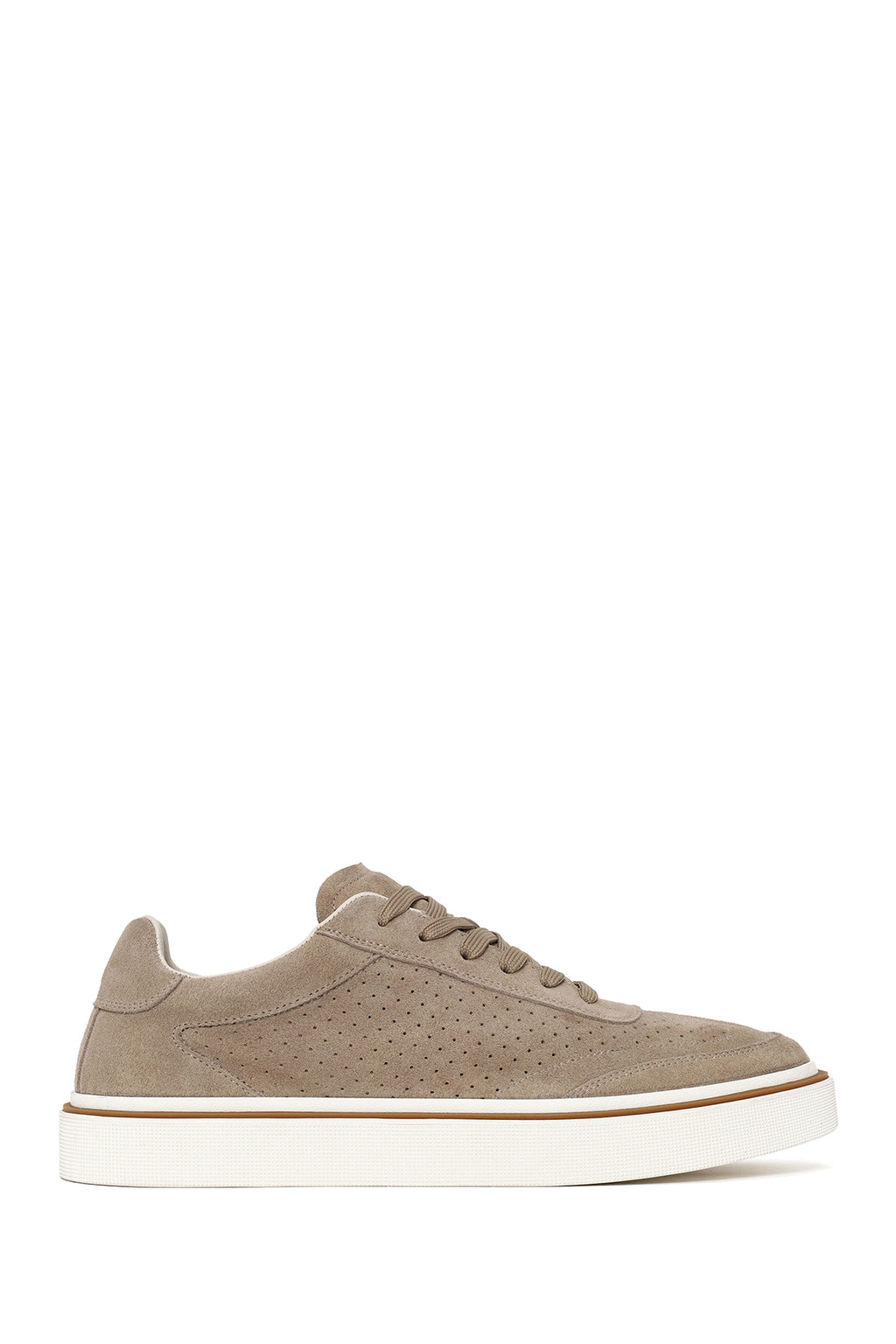 Erkek Bej Bağcıklı Süet Deri Sneaker