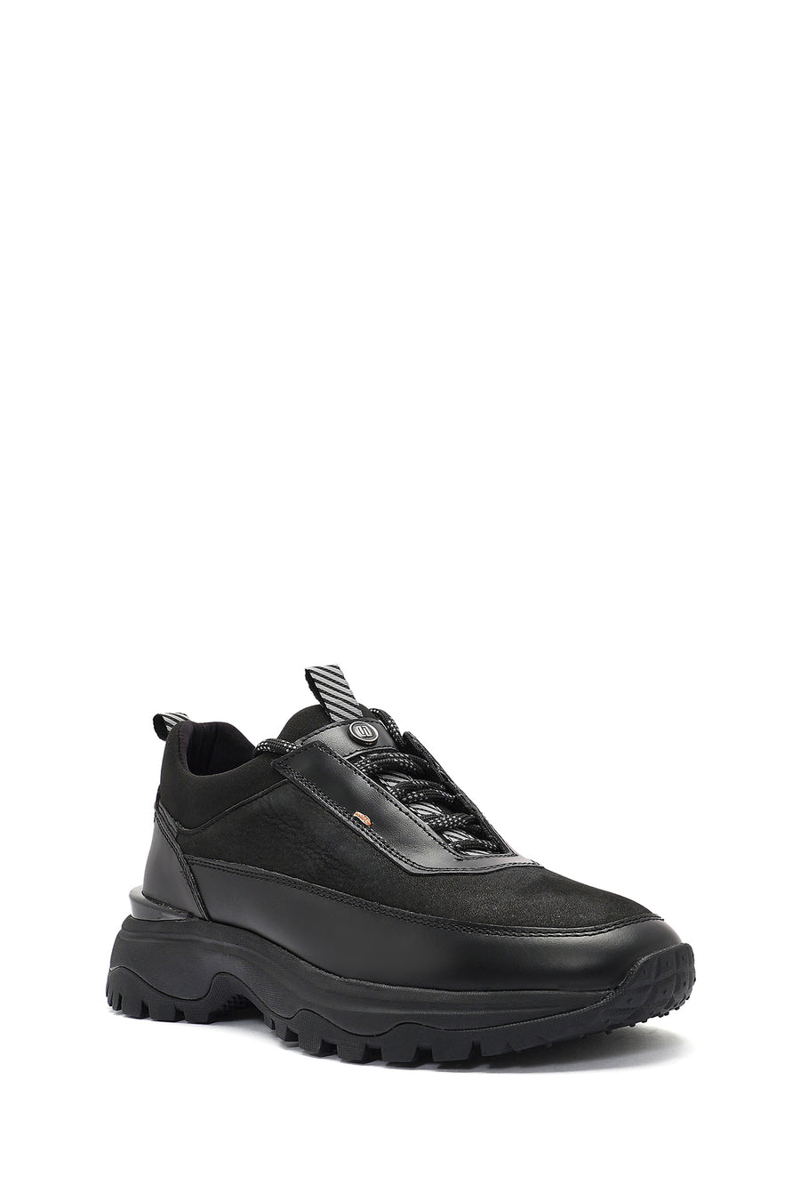 
Men's Black Lace-Up Nubuck Leather Sneaker
