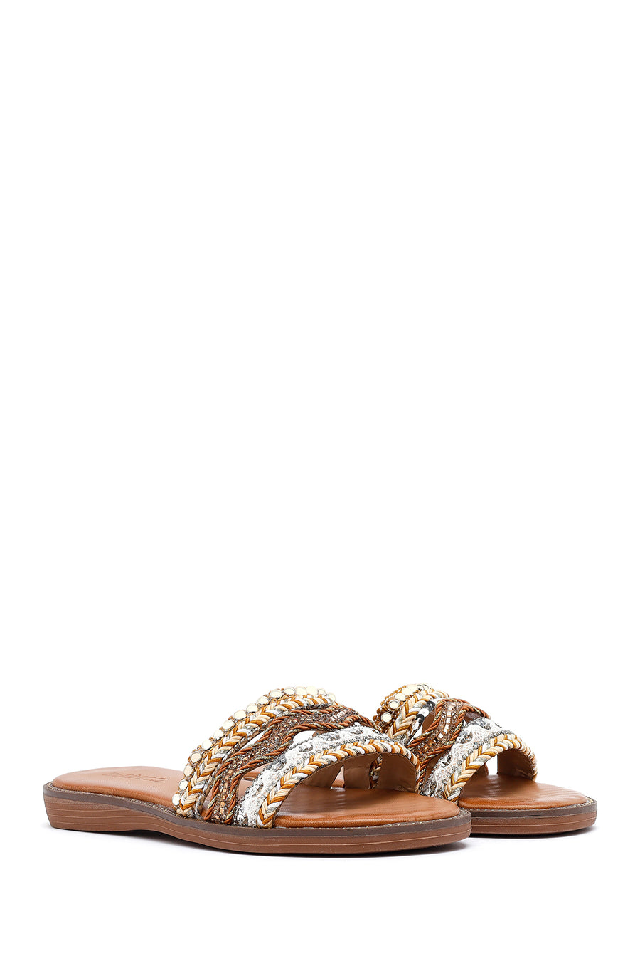Woman Beige Stone Slippers