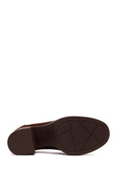 Woman Brown Chunky Heeled Suede Loafer | Derimod