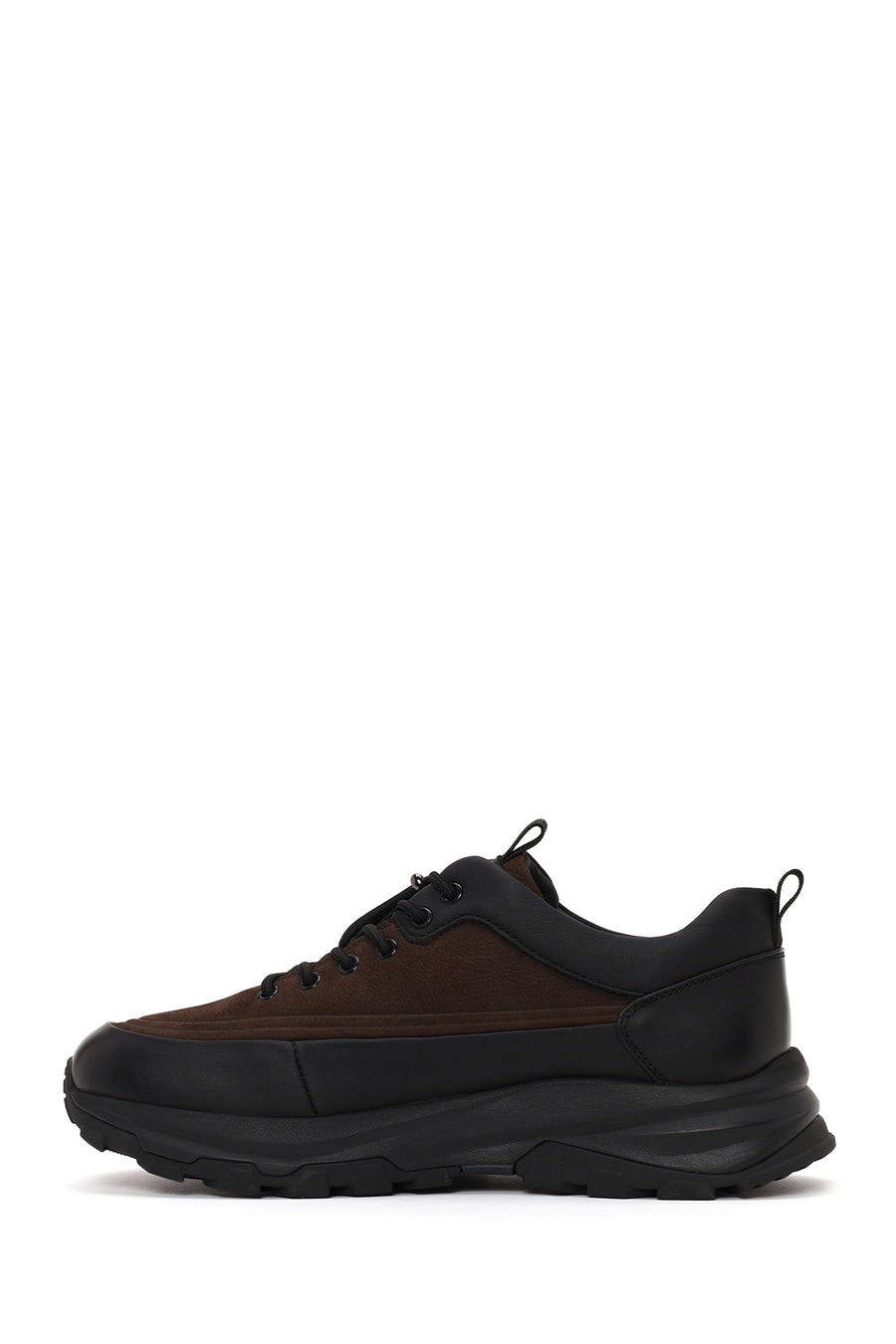 Male Brown Lace-Up Thick-Soled Leather Casual Sneaker