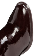 Women's Burgundy Thick Heeled Leather Boots | Derimod