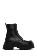 Women's Black Leather Zippered Thick Soled Boots | Derimod